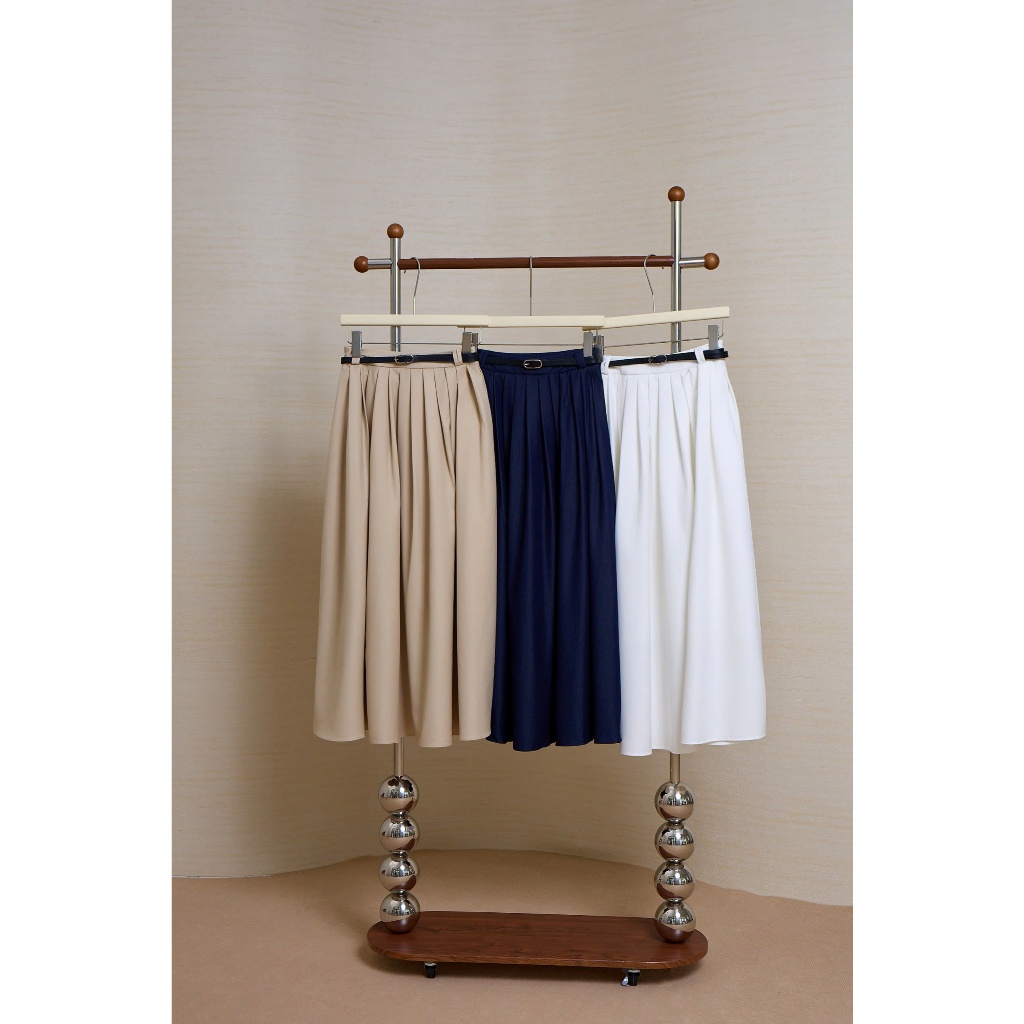 Chân váy dài dáng xòe kèm belt, form basic chất liệu kaki lụa cao cấp thời trang nữ Calie CX065 | BigBuy360 - bigbuy360.vn