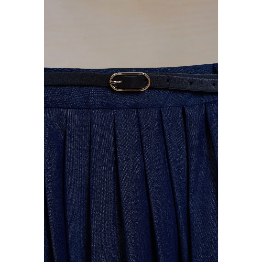 Chân váy dài dáng xòe kèm belt, form basic chất liệu kaki lụa cao cấp thời trang nữ Calie CX065 | BigBuy360 - bigbuy360.vn