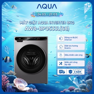 [SALE SỐC] Máy giặt cửa trước AQUA Inverter 8kg AW8-BP0533L(S8) - Bảo hành 2 năm - Freeship toàn quốc