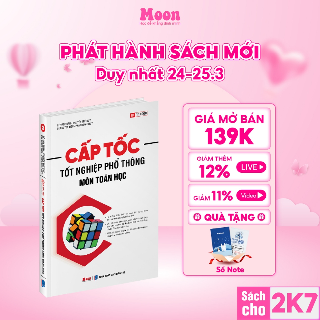 Sách Cấp tốc tốt nghiệp phổ thông môn Toán,  luyện thi đánh giá năng lực ôn thi lớp 12 - MoonBook