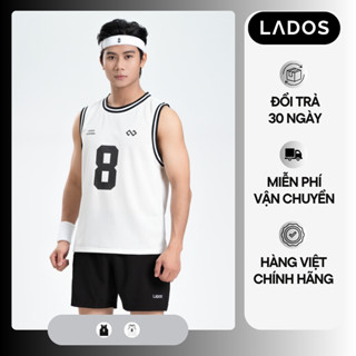Áo Tanktop ba lỗ nam LADOS-9208 chất lưới mè in số 8, form thể thao thỏa mái vận động
