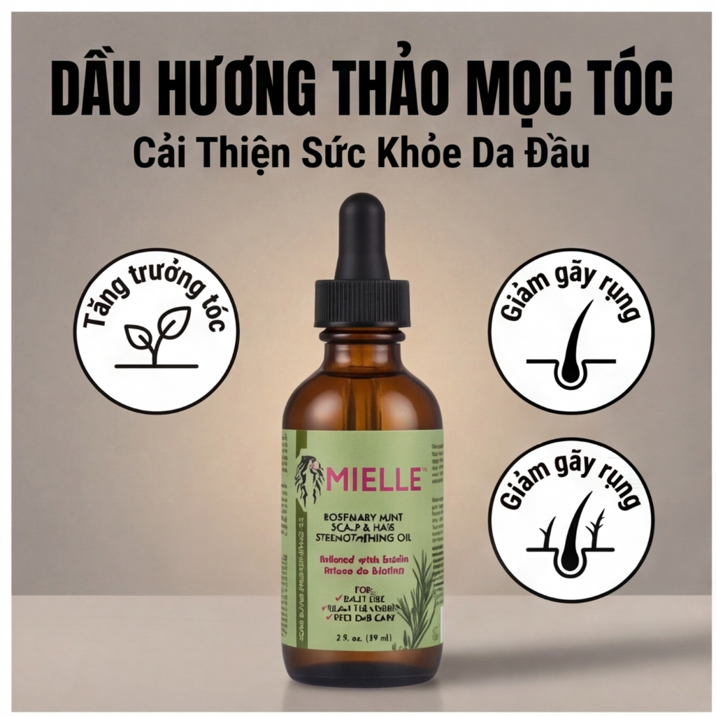 Còn hàng/hàng chính hãng MIELLE Rosemary Mint Scalp Hair Strengthening Oil 59ml Sản phẩmdưỡng tócdầu
