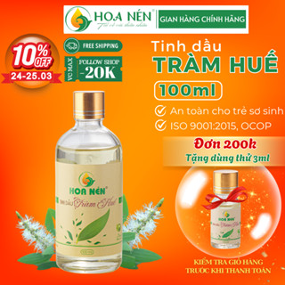 Tinh dầu Tràm Huế nguyên chất 100ml - 30ml - Chuẩn VietGap - Hoa Nén - giữ ấm an toàn bé sơ sinh