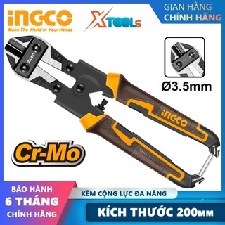 Kìm cộng lực đa năng mini INGCO HMBC0808 8" kềm trợ lực mini thép Cr-V chống rỉ siêu cứng cắt sắt kim loại cáp dây điện