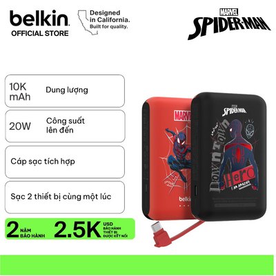Pin sạc dự phòng Belkin Boost Charge 10.000mah Phiên Bản Giới Hạn MARVEL sạc nhanh 20W PD kèm dây cáp type C