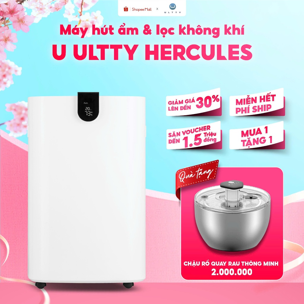 Máy hút ẩm và lọc không khí U ULTTY HERCULES, Tạo Plasmacluster ION, Bình chứa 5,5L, Bảo hành 2 năm