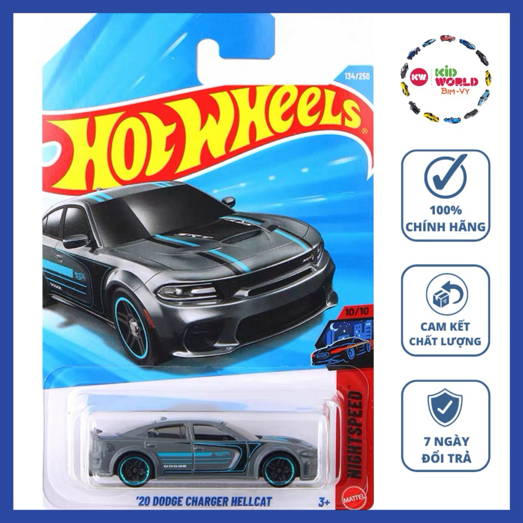 Xe mô hình Hot Wheels basic '20 Dodge Charger Hellcat JJJ87.