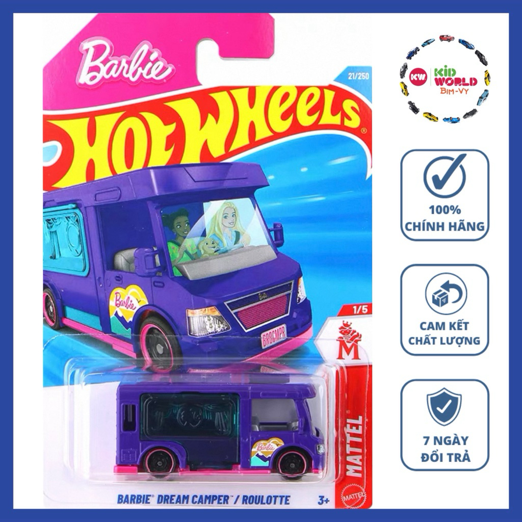 Xe mô hình Hot Wheels basic Barbie Dream Camper JJK72.