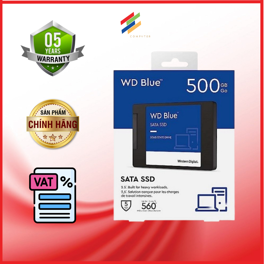 Ổ cứng SSD WD Blue SA510 500GB WDS500G3B0A SATA 2.5 inch - Hàng chính hãng bảo hành 5 năm