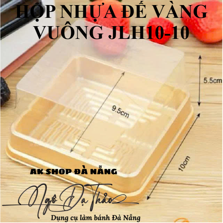 Set 10 hộp nhựa đựng bánh vuông đế vàng - JLH 10-10 ( DANANGBAKINGTOOL 2190.005 )