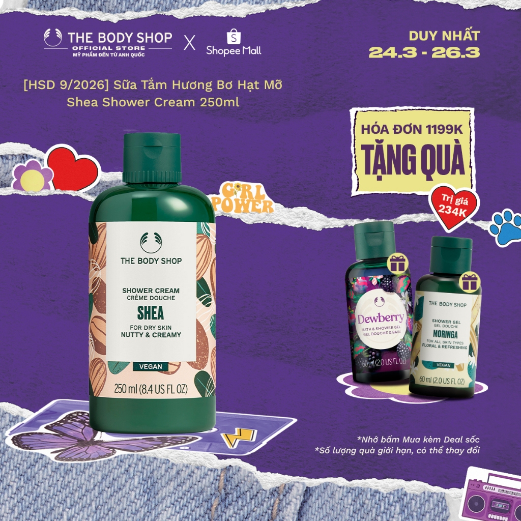 [HSD 11/2027] Sữa Tắm Hương Bơ Hạt Mỡ Shea Shower Cream 250ml The Body Shop