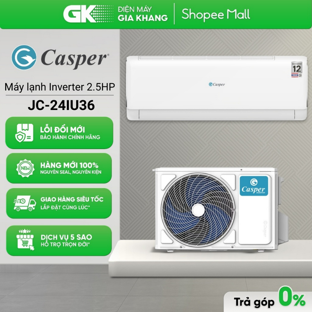 JC-24IU36 | JC-18IU36 | JC-09IU36 - Máy Lạnh | Điều Hoà Casper Inverter ProAir 1 Chiều [Freeship HCM]