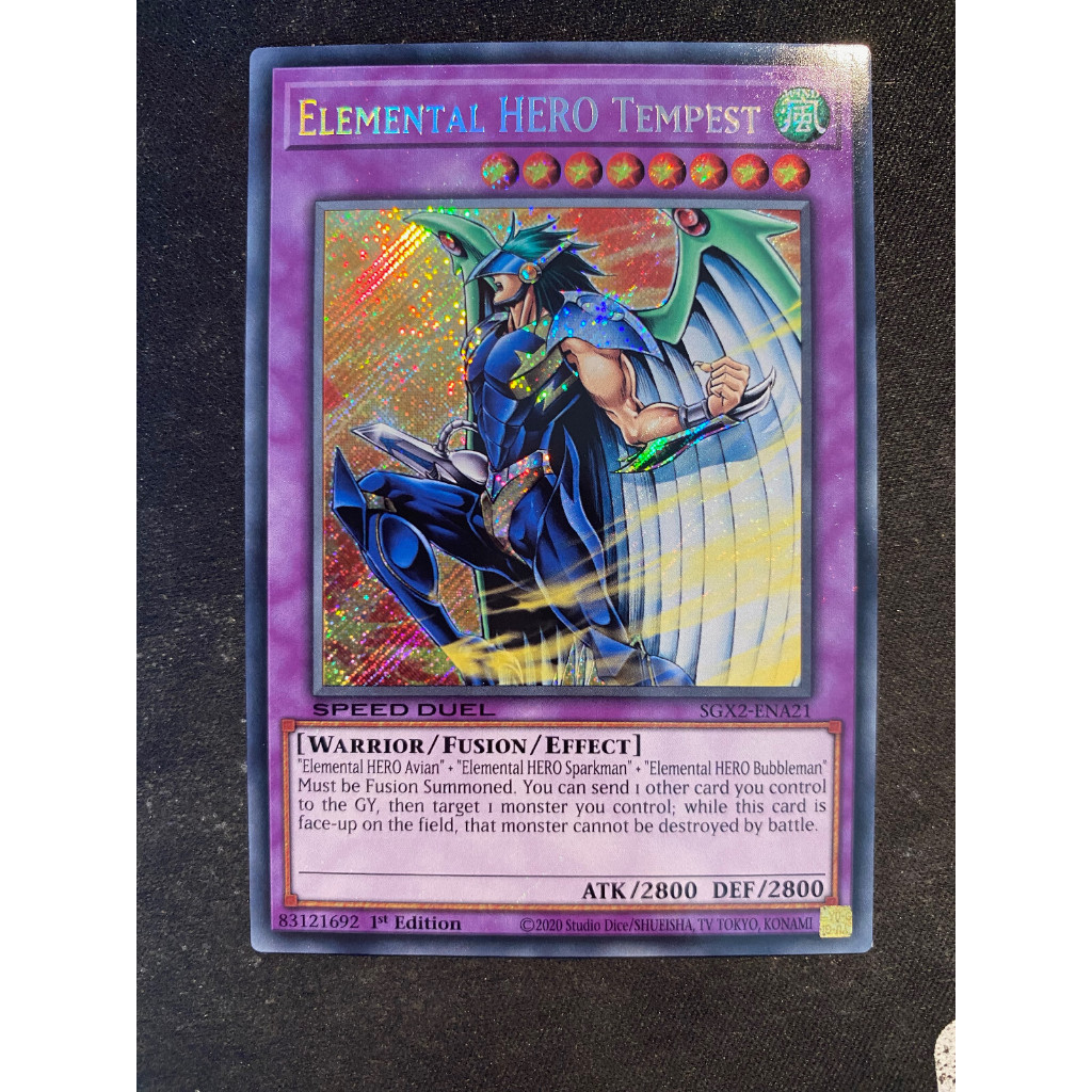 UK secret rare Lá thẻ bài Yugioh Elemental HERO Tempest fusion