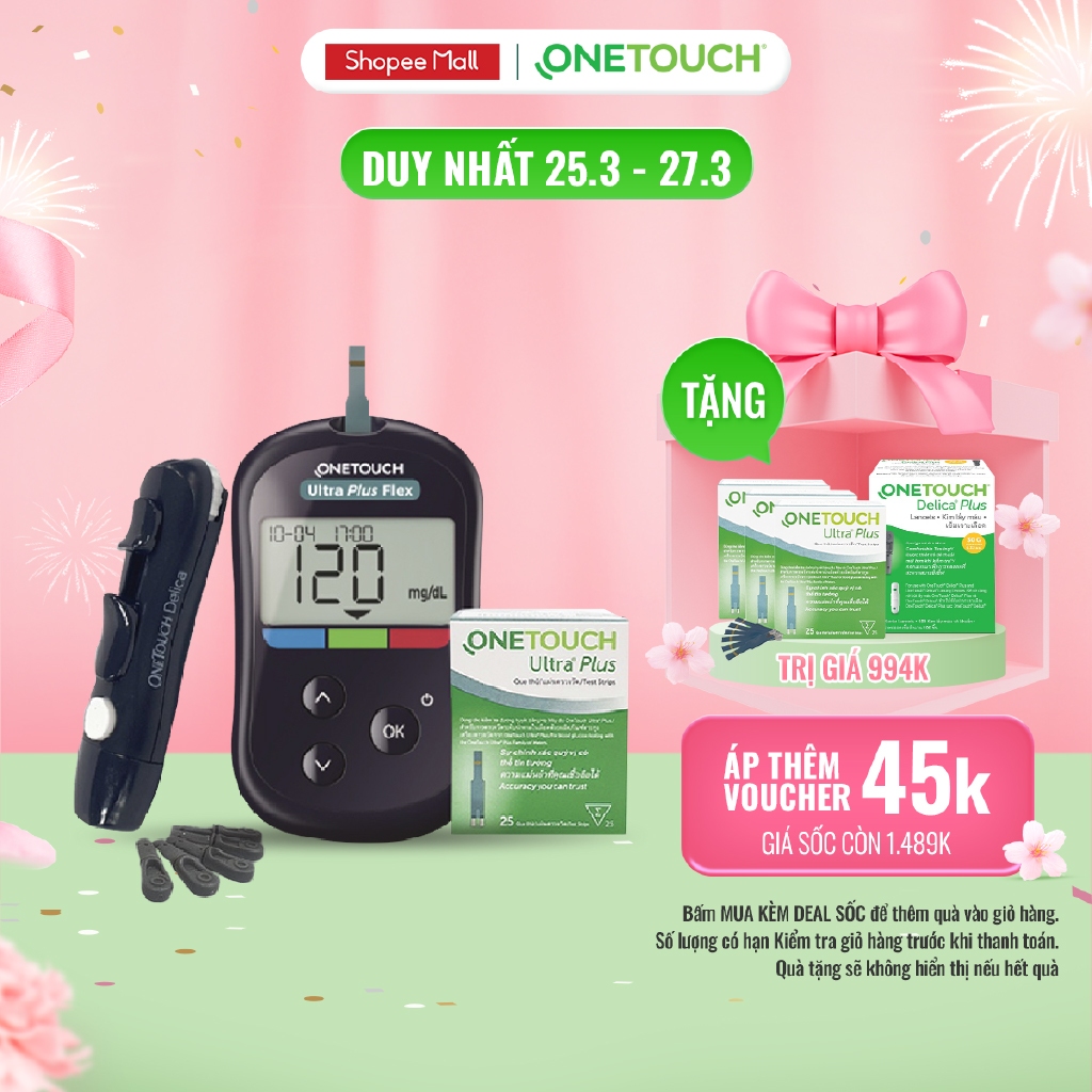 [BẢO HÀNH CHÍNH HÃNG VĨNH VIỄN] Bộ máy đo đường huyết OneTouch Ultra Plus Flex