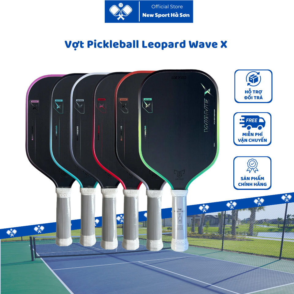 Vợt pickleball Leopard Wave X 16mm bền, nhẹ với độ cứng cao phù hợp với mọi lối chơi