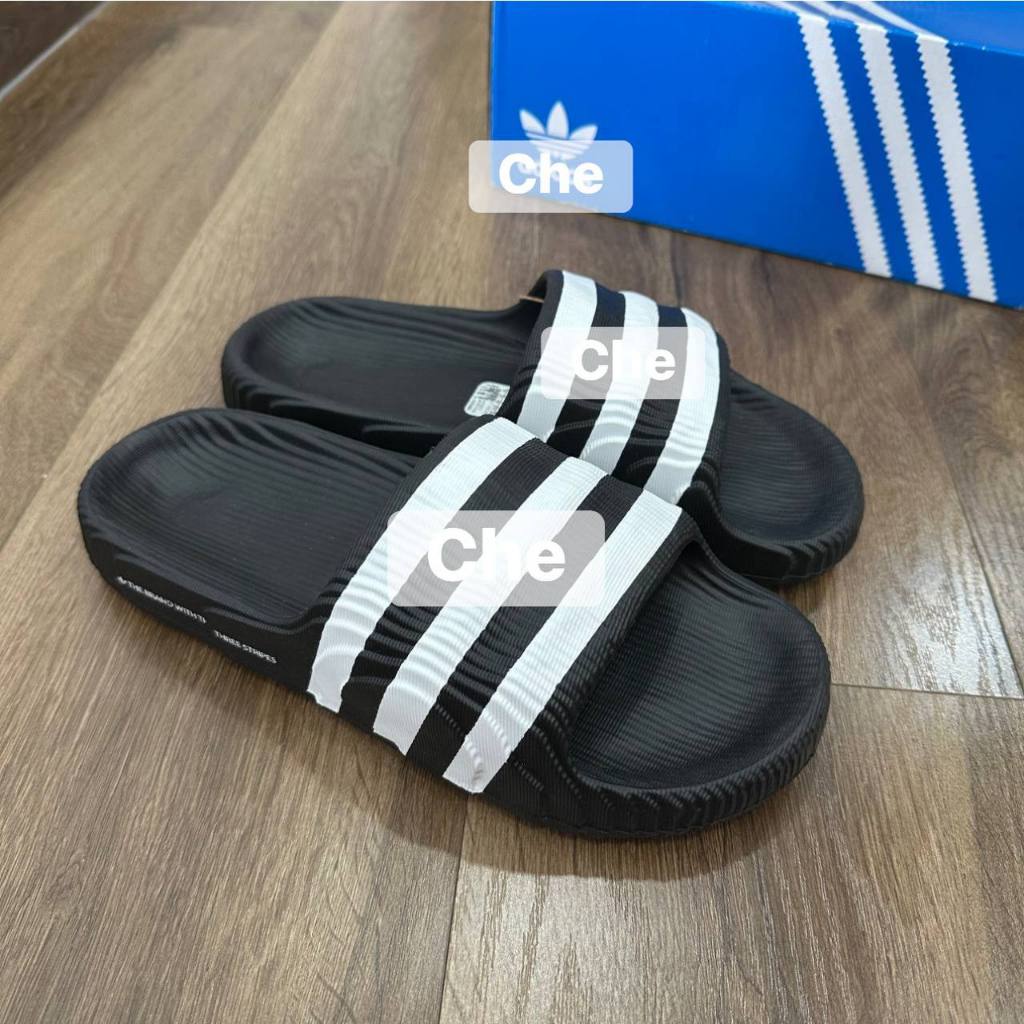[Chính Hãng] Dép Adilette 22 Màu Đen Sọc Trắng Nam Nữ Có Sẵn IF3670