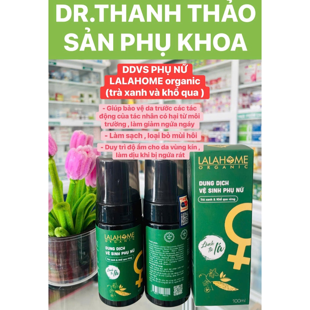Dung Dịch Vệ Sinh LALAHOME ORGANIC  từ trà xanh và khổ qua rừng lành từ lá