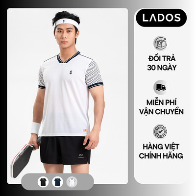 Áo Thun Pickleball Chevron LADOS-9244 Thun Mè Vuông Nhí Cao Cấp, Thoáng Mát, Form Đẹp Tay Áo Phối Màu Nổi Bật