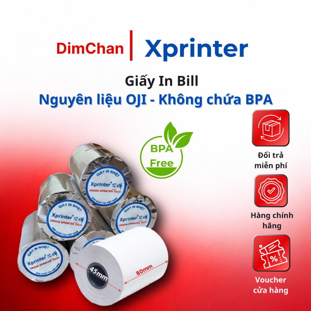 Giấy In Hóa Đơn - Giấy In Nhiệt 80mm - Kích thước 80x45 & 80x80