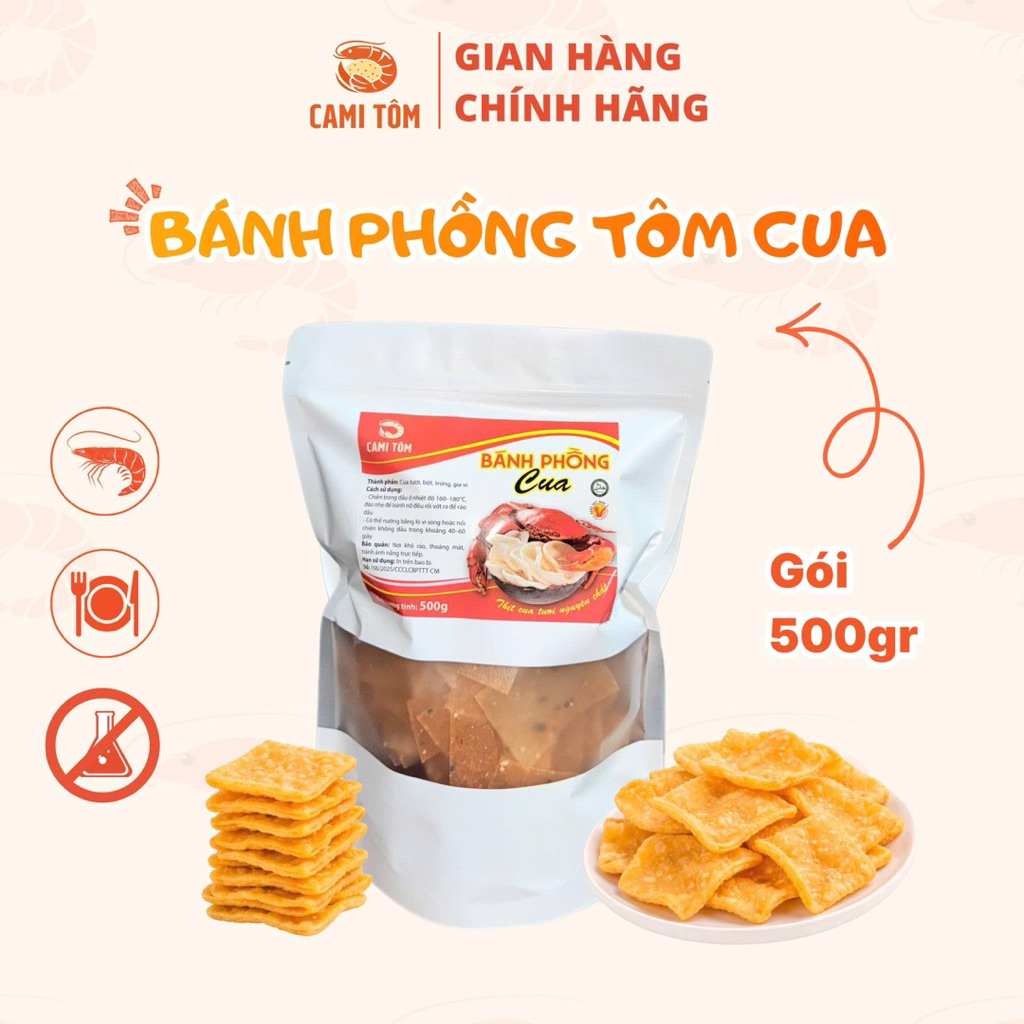 ( Thượng Hạng 48% Cua ) Bánh Phồng Tôm Cua Gạch Đặc Sản Năm Căn Cà Mau | Cami Tôm