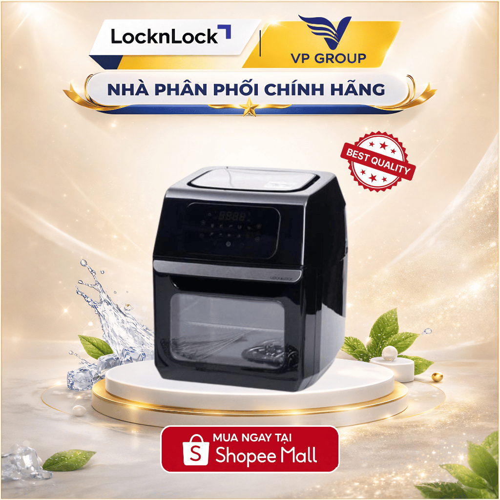 LÒ NƯỚNG CHÂN KHÔNG LocknLock chính hãng, dung tích 12L, 220-240V, 50/60Hz, 1800W - EJF696BLK