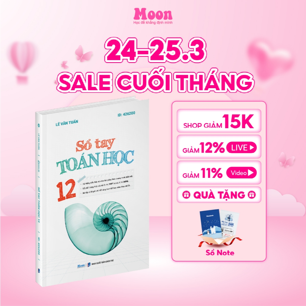Sách 12 chương trình SGK mới : Sổ tay công thức giải nhanh toán 12 Moonbook