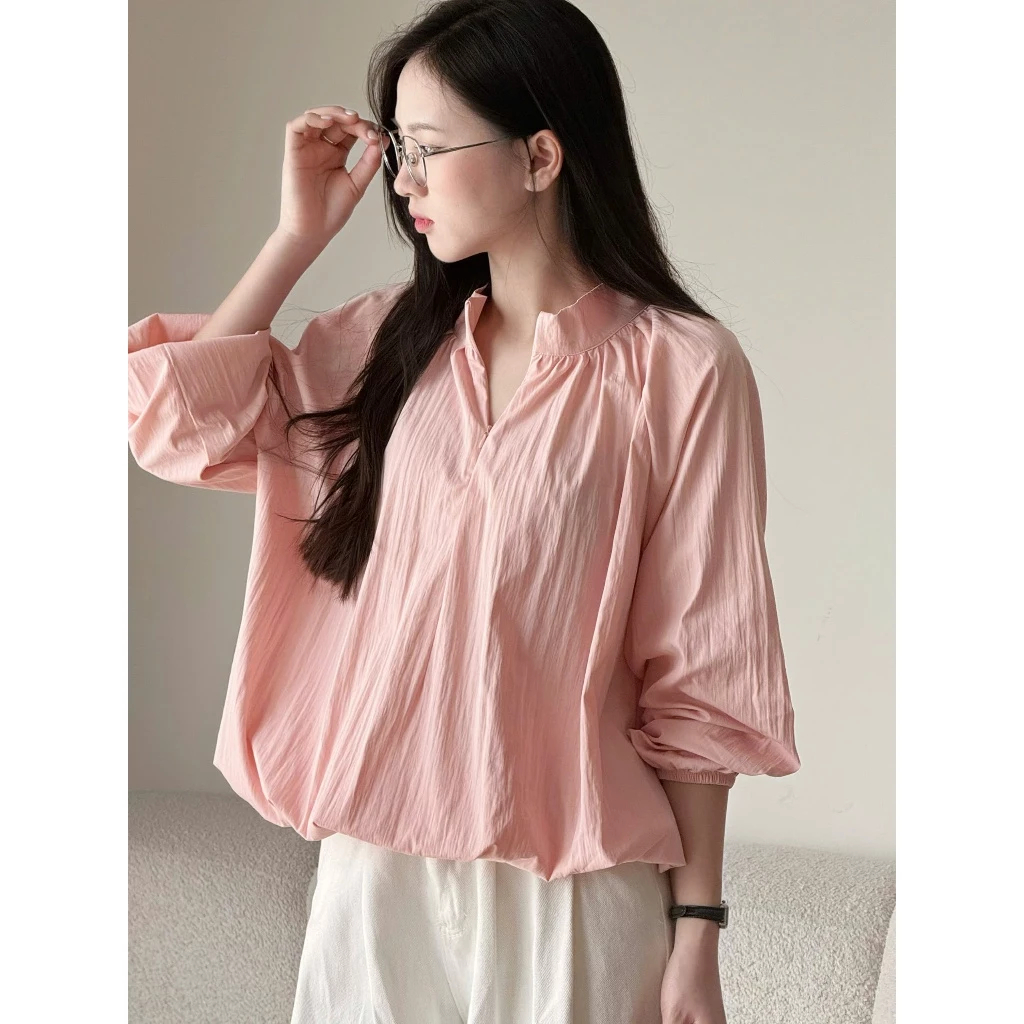 Áo sơ mi khoá cổ trụ chất gió Miho House | BigBuy360 - bigbuy360.vn