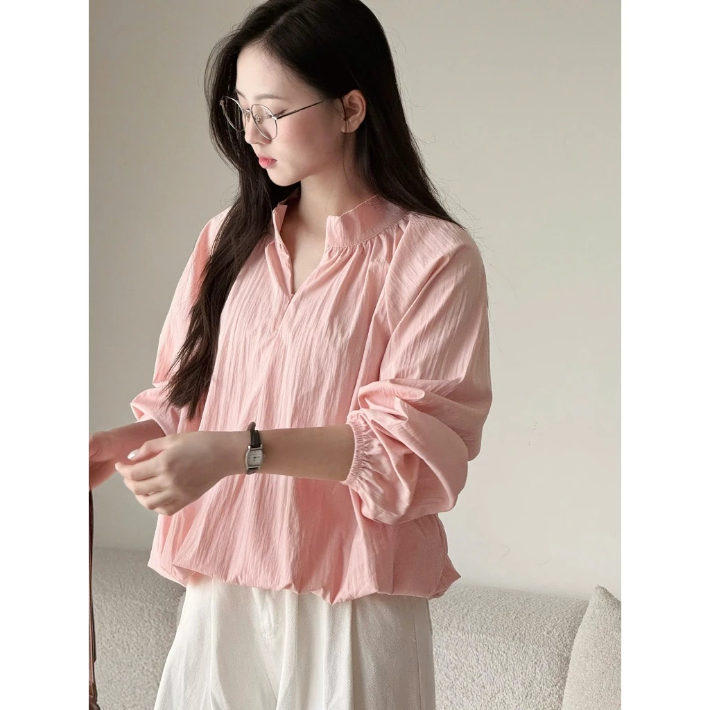 Áo sơ mi khoá cổ trụ chất gió Miho House | BigBuy360 - bigbuy360.vn