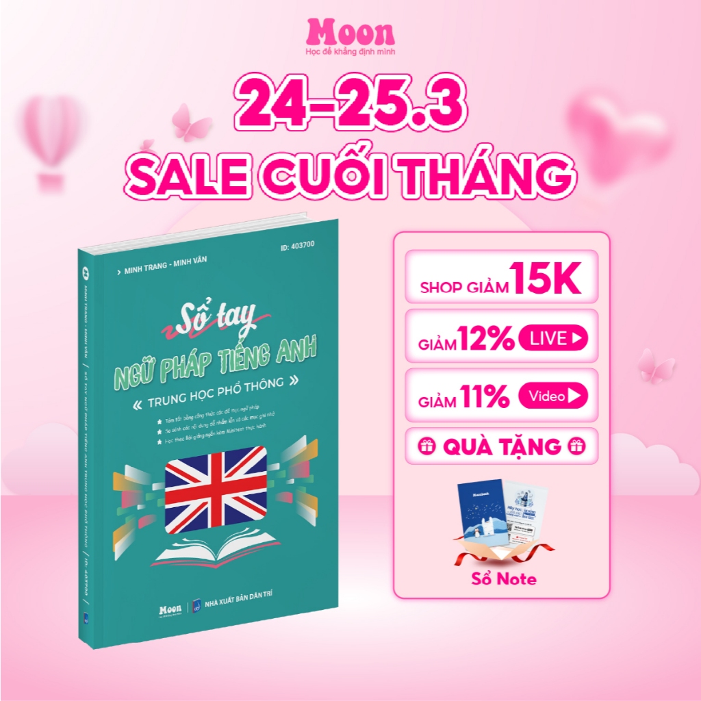 Sổ tay tổng ôn ngữ pháp Tiếng anh Moonbook cỡ A5