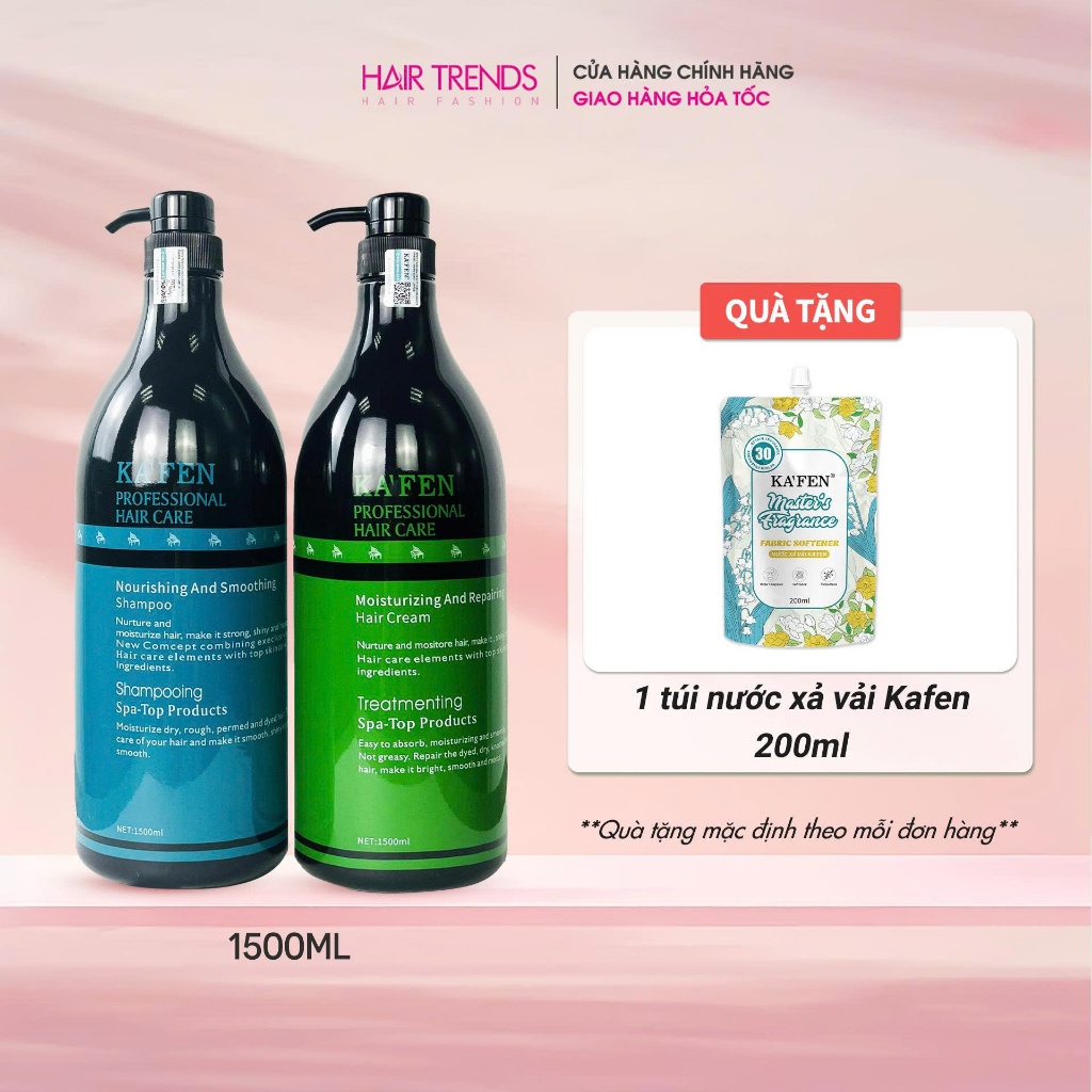 [KA'FEN 1500ML] Dầu cặp Kafen chính hãng siêu mềm mượt bổ sung Vitamin E phục hồi tóc hư tổn dung tí