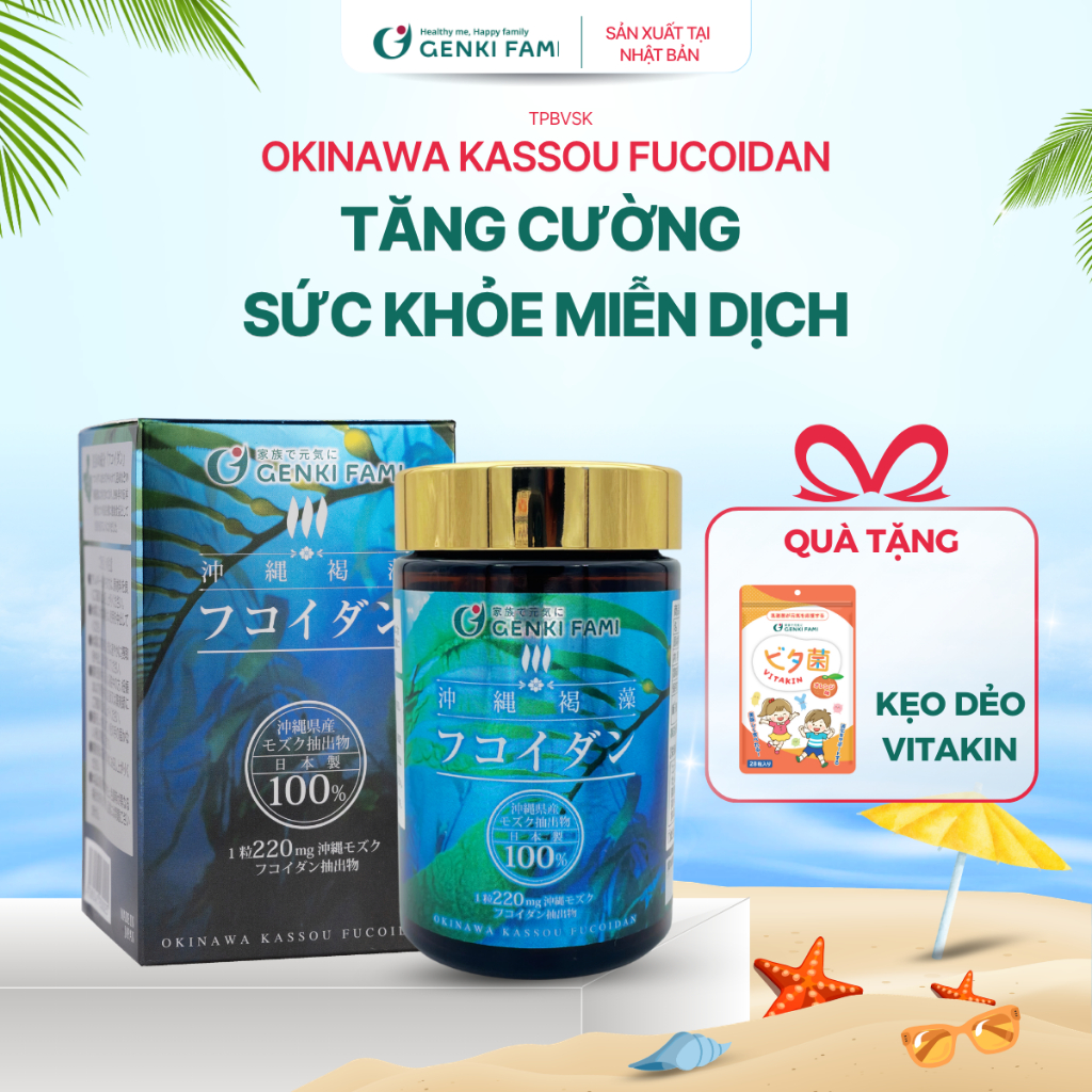 TPBVSK Fucoidan Okinawa Genki Fami Nhật Bản, Hỗ Trợ Phòng Ngừa Ung Bướu, Tăng Cường Đề Kháng, Miễn D