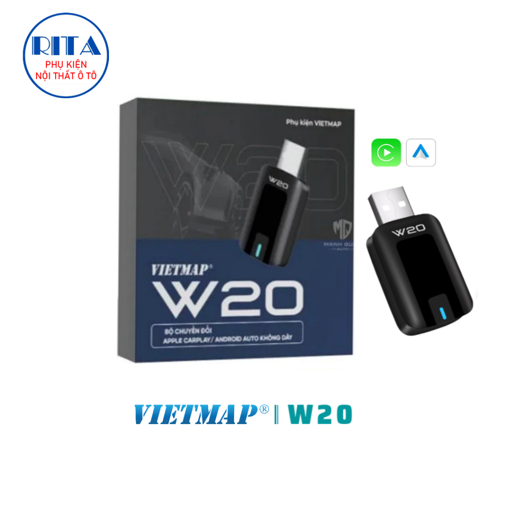 Thiết Bị Chuyển Đổi Carplay/Android Auto Không Dây Vietmap W20 - Chính Hãng Vietmap - Bảo Hành 1 Năm