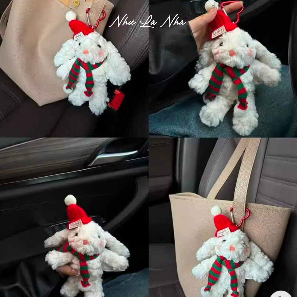 Móc Khóa Thú Bông Thỏ Khăn Len Mùa Đông Cute | Như Là Nhà Bloom Box