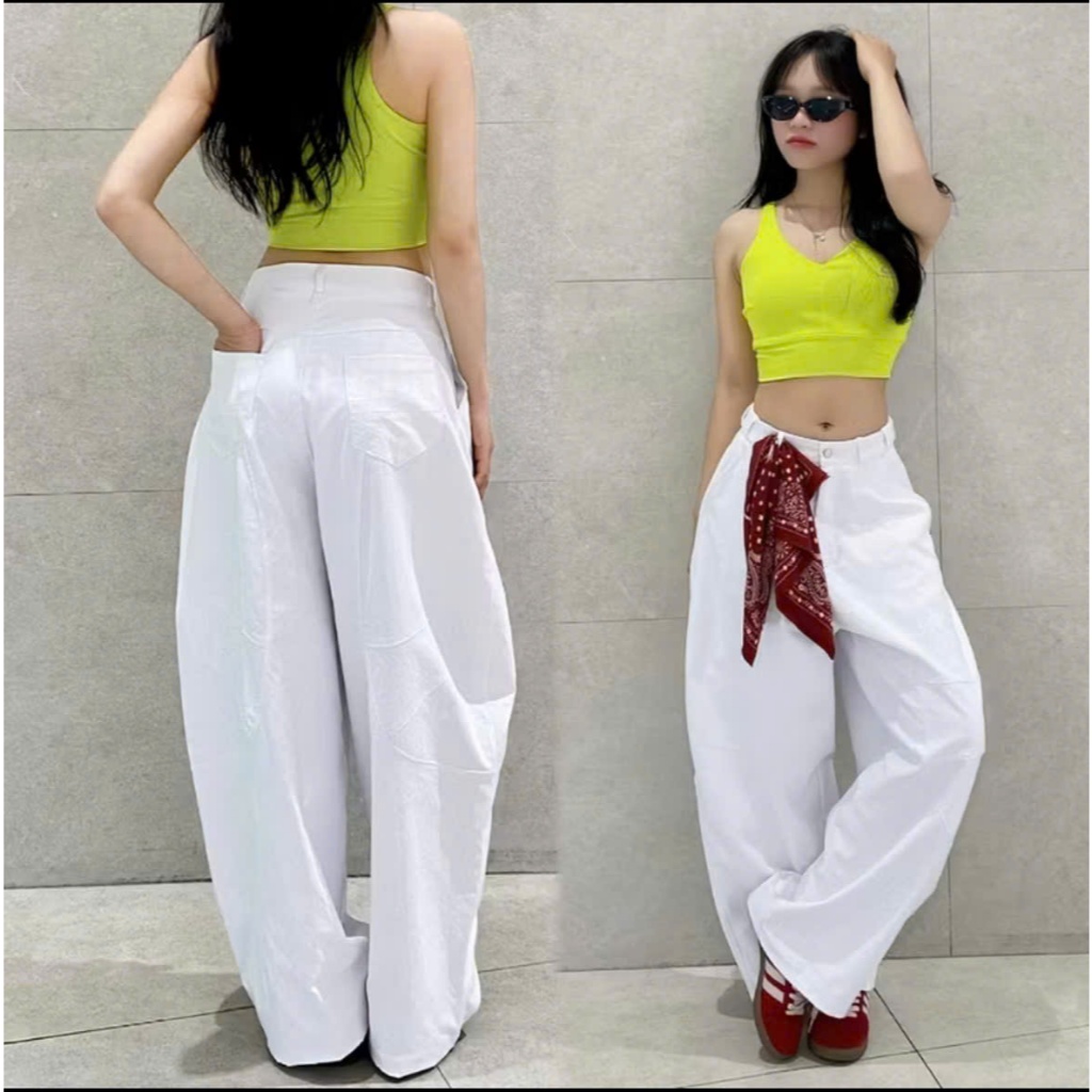 Gladimax Quần Harem Women Parachute Pants BigSize Full Hk171 4 Túi Kaki Dày Dặn Sóng Thoải Mái Phong