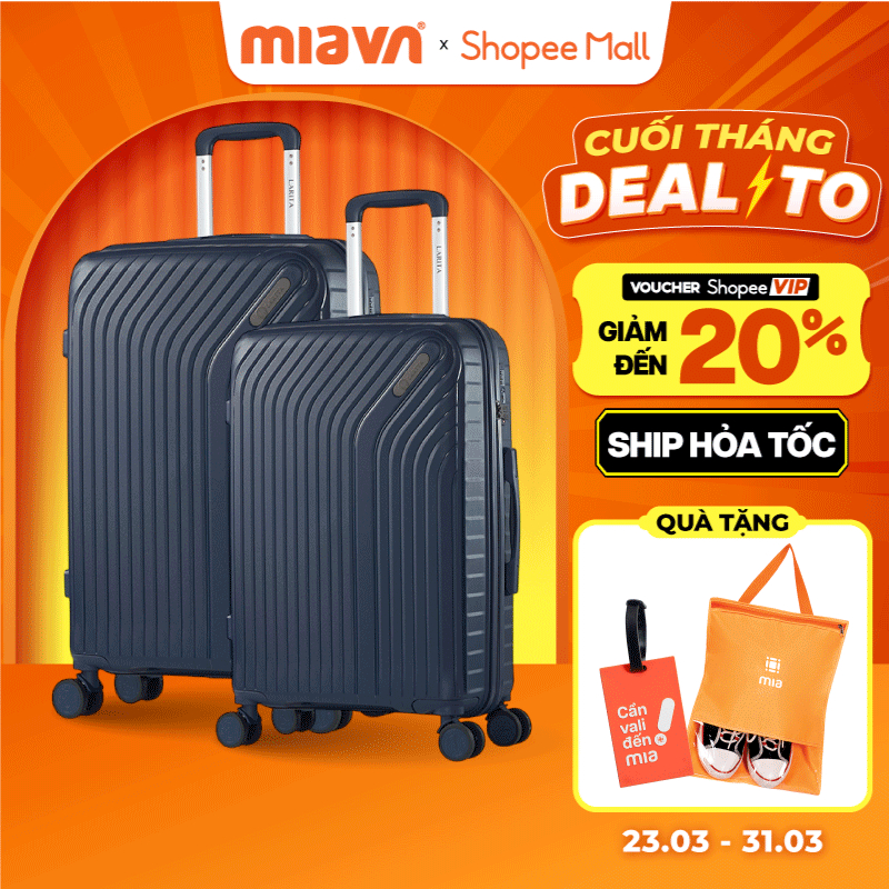 [COMBO HOT] Combo 2 Vali Kéo MIA Du Lịch Larita RICO - Size 20/24/28, Nhựa PP Siêu Bền, Hạn Chế Va Đ