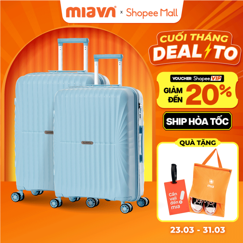 [COMBO SIÊU HỜI] Combo 2 Vali Kéo MIAvn Du Lịch Larita JUDEN - Size 20/24/28, Nhựa PP Hạn Chế Bể Vỡ, Bảo Hành Trọn Đời