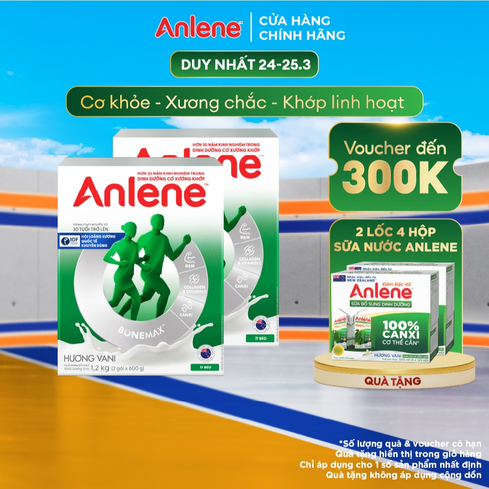 Combo 2 hộp Sữa Bột Anlene Hương Vani 1.2kg