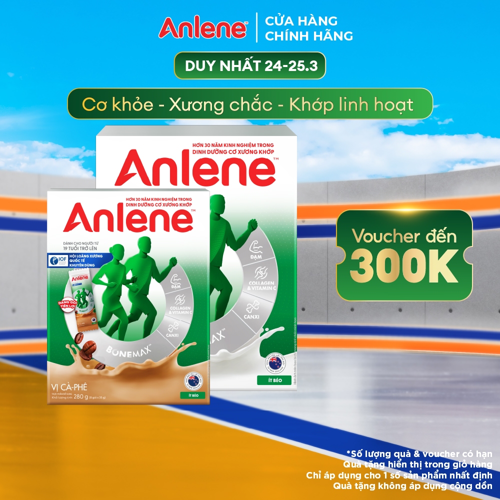 Combo 1 hộp Sữa Bột Anlene Gold Movepro Hương Vanilla 1,2Kg + 1 hộp Sữa Bột Anlene hương Cà phê hộp 