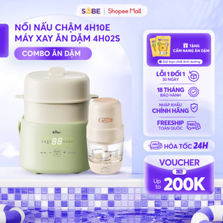 Combo Ăn Dặm BEAR Nồi Nấu Chậm 1L 4H10E Và Máy Xay Ăn Dặm 0.3L 4H02S Cho Mẹ Và Bé Combo Ăn Dặm Máy Xay Thực Phẩm