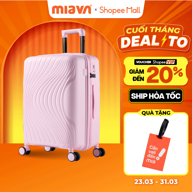 Vali Kéo MIAvn Larita LENA - Size 20/24/28, Nhựa PP Dẻo Bền Bỉ, Hạn Chế Bể Vỡ, Khoá TSA, Bảo Hành Trọn Đời