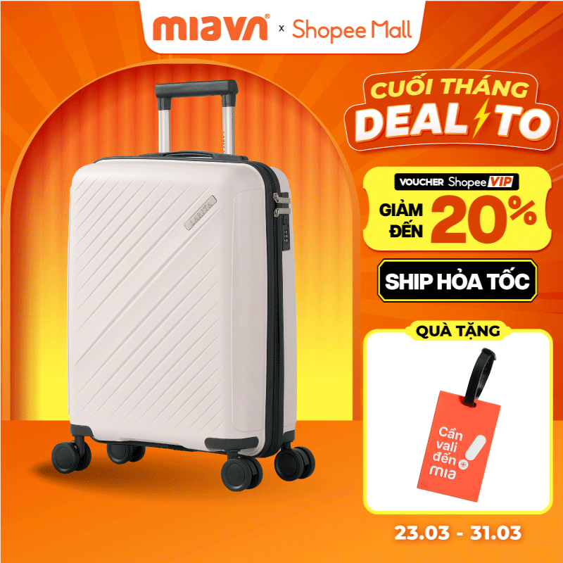 Vali Kéo MIAvn Larita AYTHER Size 20/24 Inch, 100% Nhựa PP Đàn Hồi Hạn Chế Bể Vỡ, Bánh Xe Đôi, Khoá Số