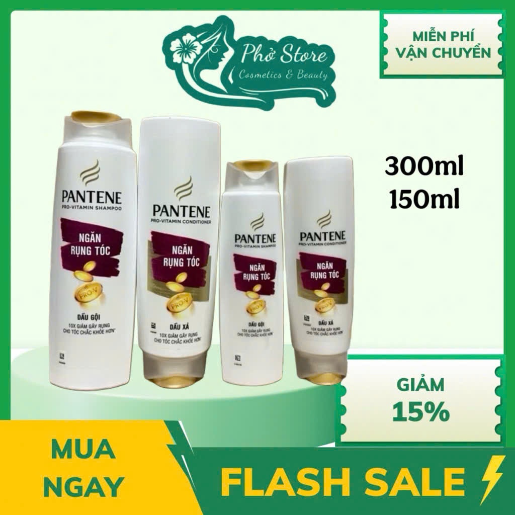 Dầu gội + xả Pantene Ngăn Rụng 150ml, 300ml Chai Nhỏ Tiện Lợi