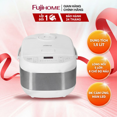 Nồi cơm điện Fujihome RC15W dung tích 1.5 Lít, lòng nồi 5 lớp cao cấp,có chế độ hẹn giờ, giữ ấm