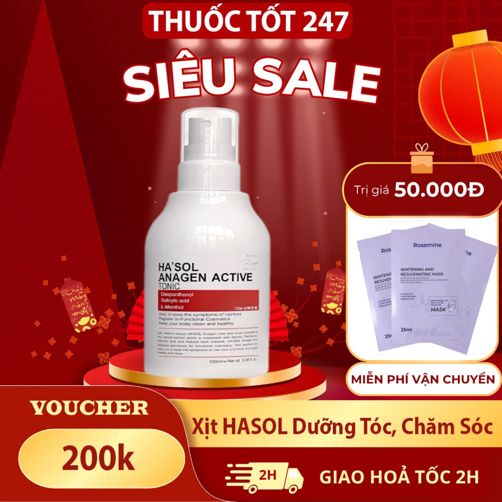 Xịt HASOL Dưỡng Tóc, Chăm Sóc, Hỗ Trợ Tóc Chắc Khỏe Dành Cho Tóc Rụng Mỏng Yếu Ha'sol Anagen Scalp A
