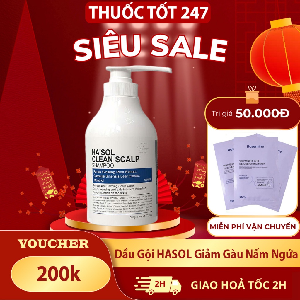 Dầu Gội HASOL Màu Xanh Hỗ Trợ Giảm Gàu Nấm Ngứa, Phù Hợp Cho Da Đầu Nhiều Dầu, Tóc Mỏng ,Yếu HA'SOL 