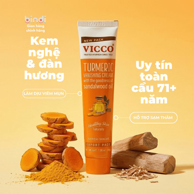 Kem Chấm Mụn Nghệ Đàn Hương Vicco giảm mụn & thâm - Cải thiện sắc tố cho da