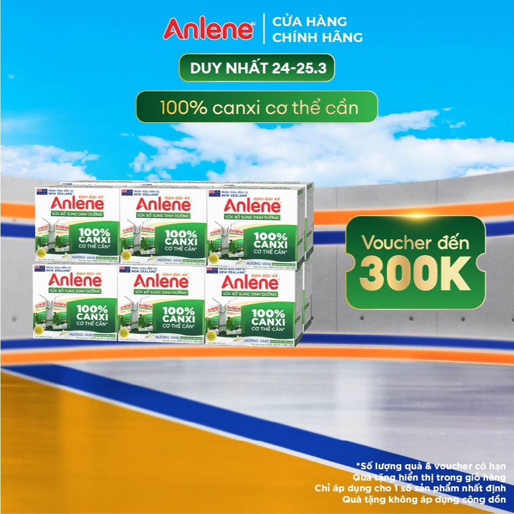 Thùng 48 hộp sữa nước Anlene hương Vani đậm đặc 110ml