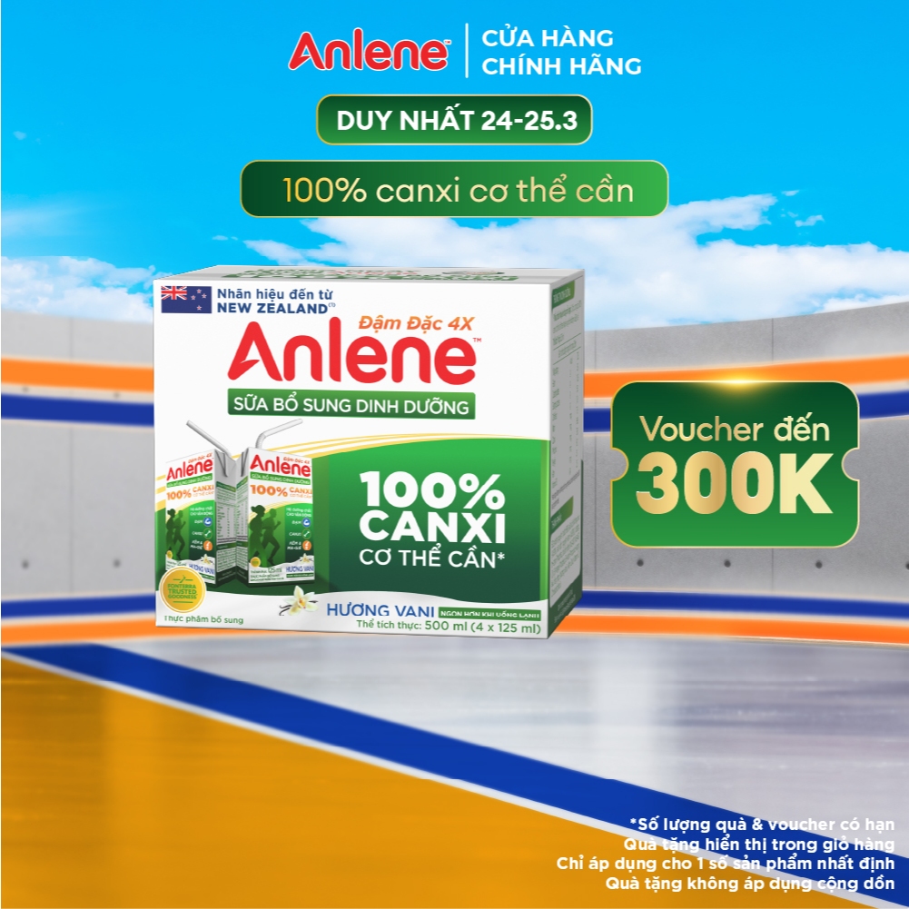 Sữa nước Anlene Concentrate hương vani đậm đặc lốc 4 hộp ( 4x110ml)