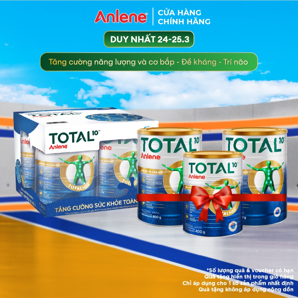 [Tặng 1 lon Anlene Total 10 400g] Bộ quà tặng combo 2 sữa bột bổ sung dinh dưỡng Anlene TOTAL 10 800