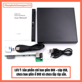Box Ổ Đĩa DVD Gắn Ngoài USB 2.0 SATA 12.7mm/9.5mm – Tận Dụng Ổ DVD – Dùng Cho Laptop, PC